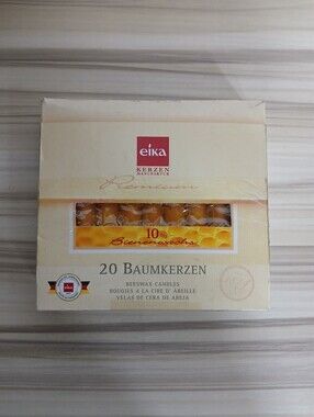 Eika Premium 10% Beeswax Tree Candles Honey Yellow 4" Made in Germany Box of 19